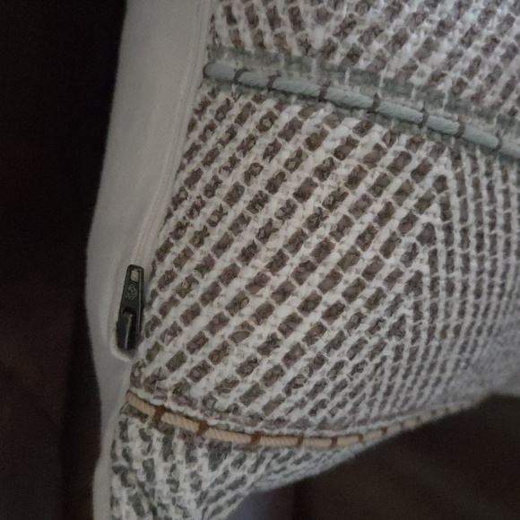 Gray, Olive and Brown Patterned Throw Pillow - Picture 4 of 6